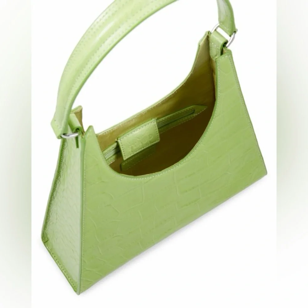 🔥🔥🔥NEW Staud Rey Green Croc Embossed Leather Shoulder Bag - Picture 4 of 14